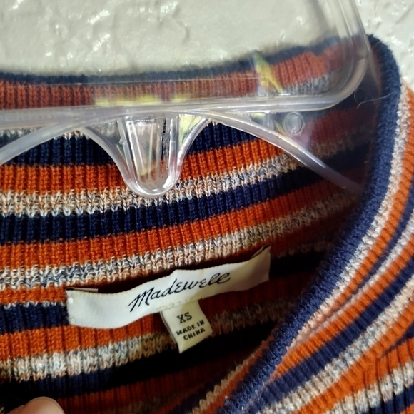 MADEWELL Dalston Stripe Mock Neck Sweater In Maple Glow sz Xs - Picture 5 of 7